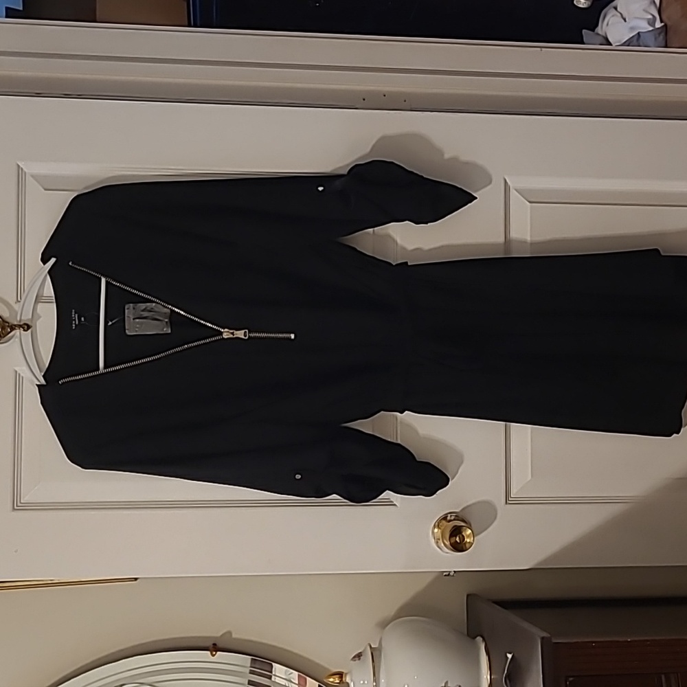 Black zipper tie dress